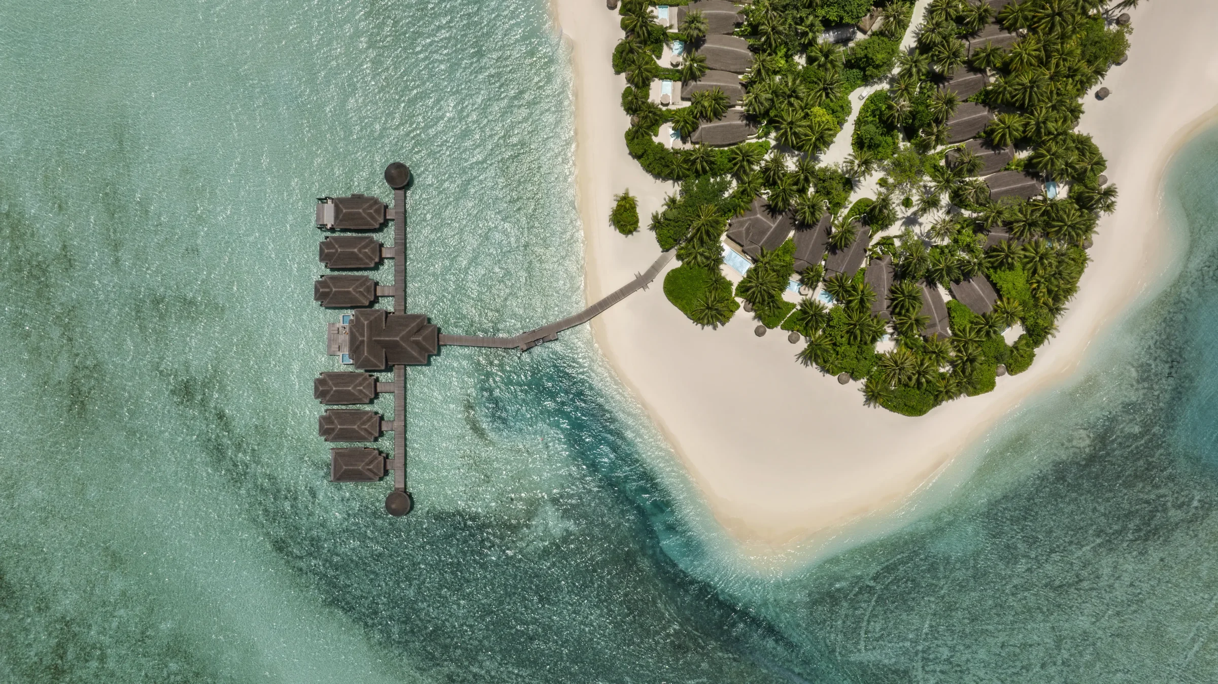 Aerial view of the overwater spa, Anantara Dhigu