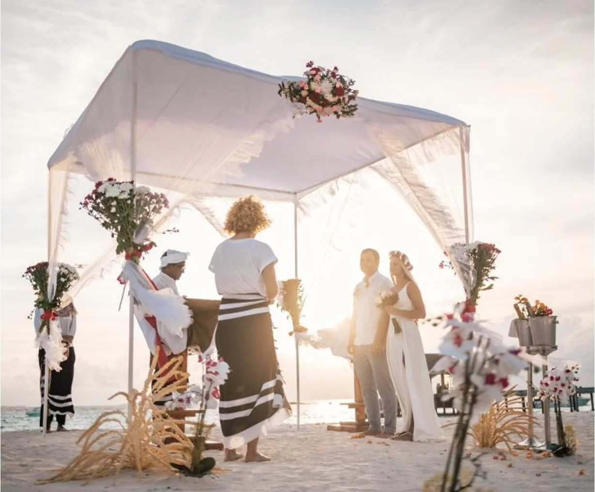 Beach wedding ceremony, Brennia Kottefaru