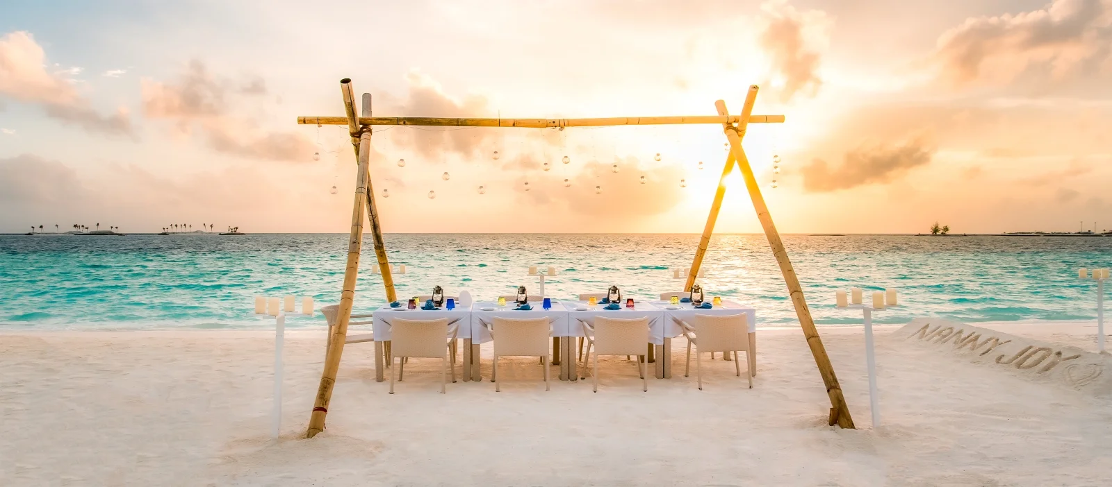 Destination dining on the beach, Joy Island by Cocoon