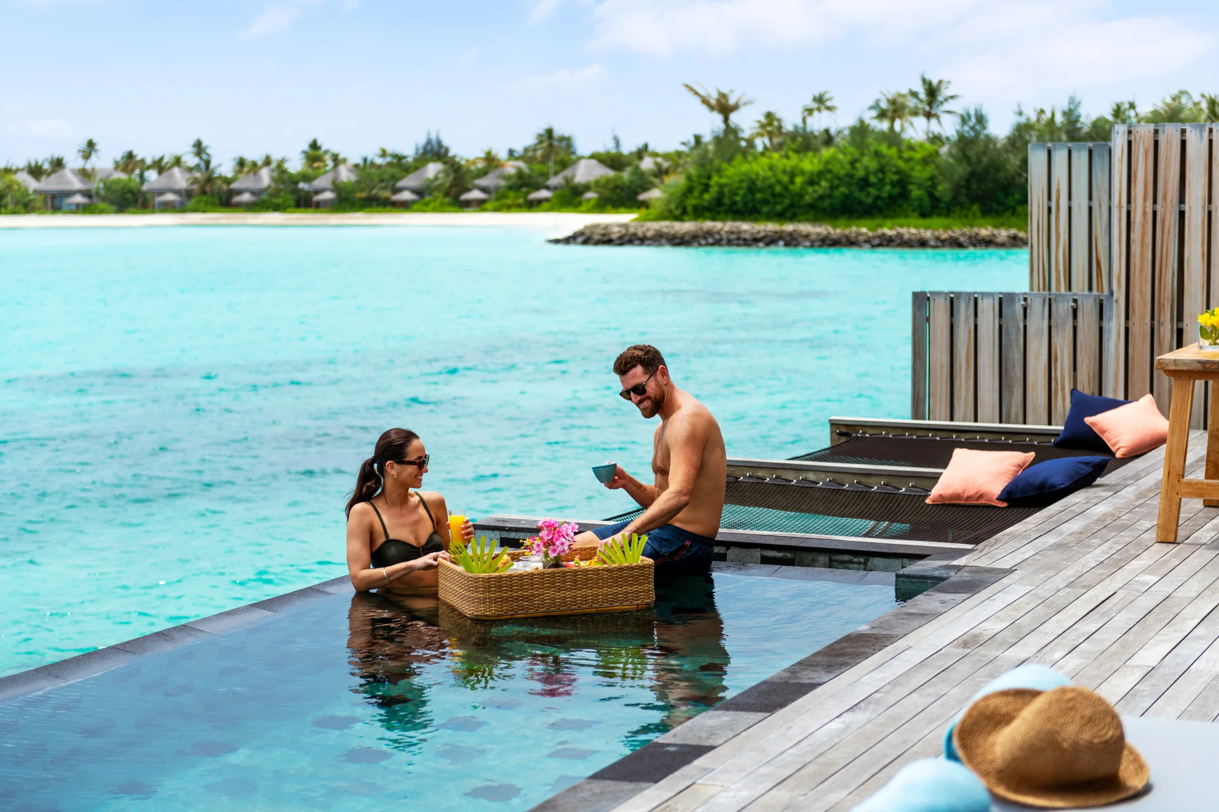 Floating breakfast in Overwater Suite with Pool, Hilton Amingiri Maldives