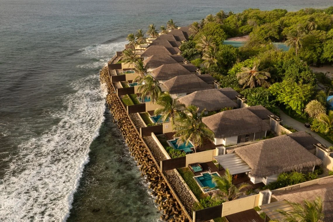 Ocean Pool Villa Aerial, Sheraton Maldives Full Moon Resort & Spa