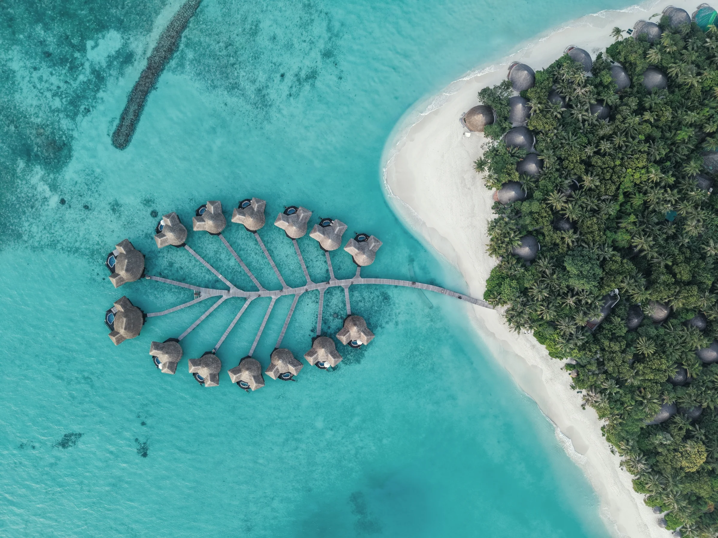 Overwater villas from above, Coco Palm Dhuni Kolhu