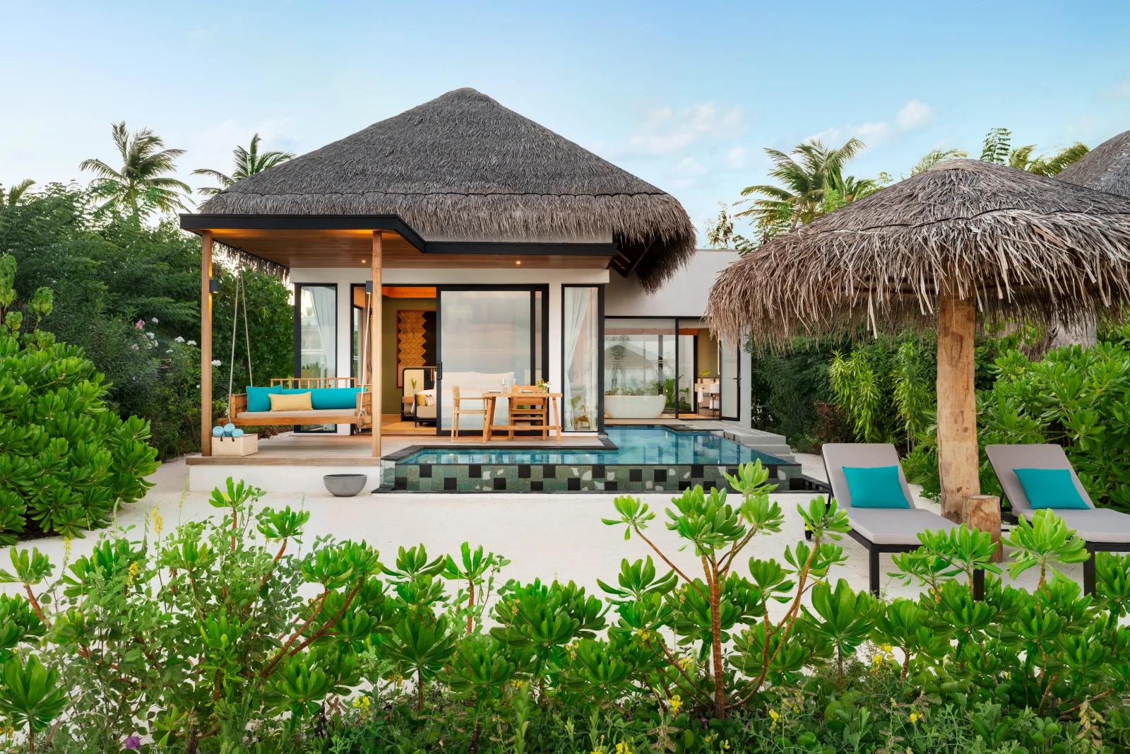 One-Bedroom Family Beach Pool Villa exterior, Hilton Amingiri Maldives