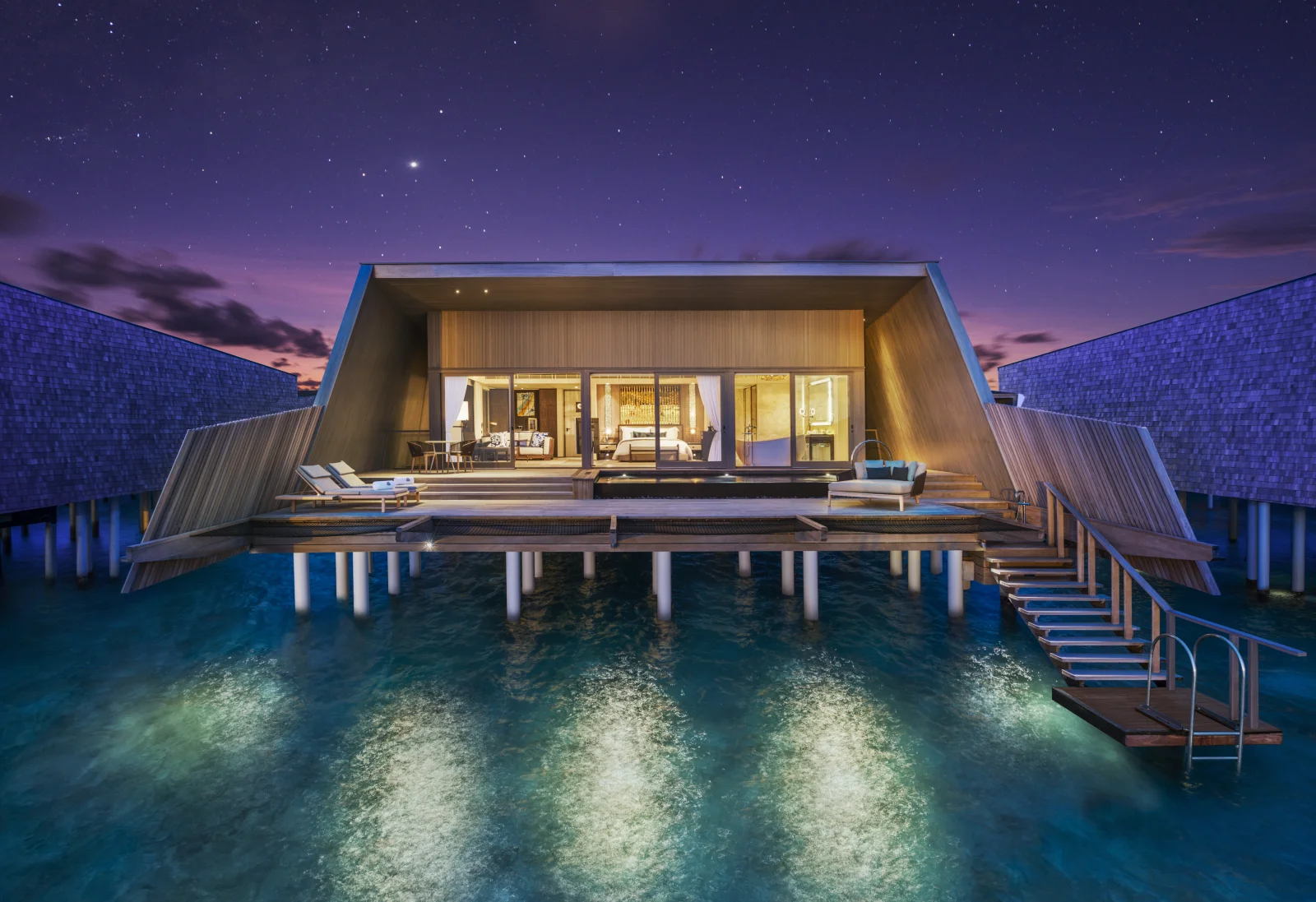 Sunset overwater villa with pool, The St Regis Maldives Vommuli
